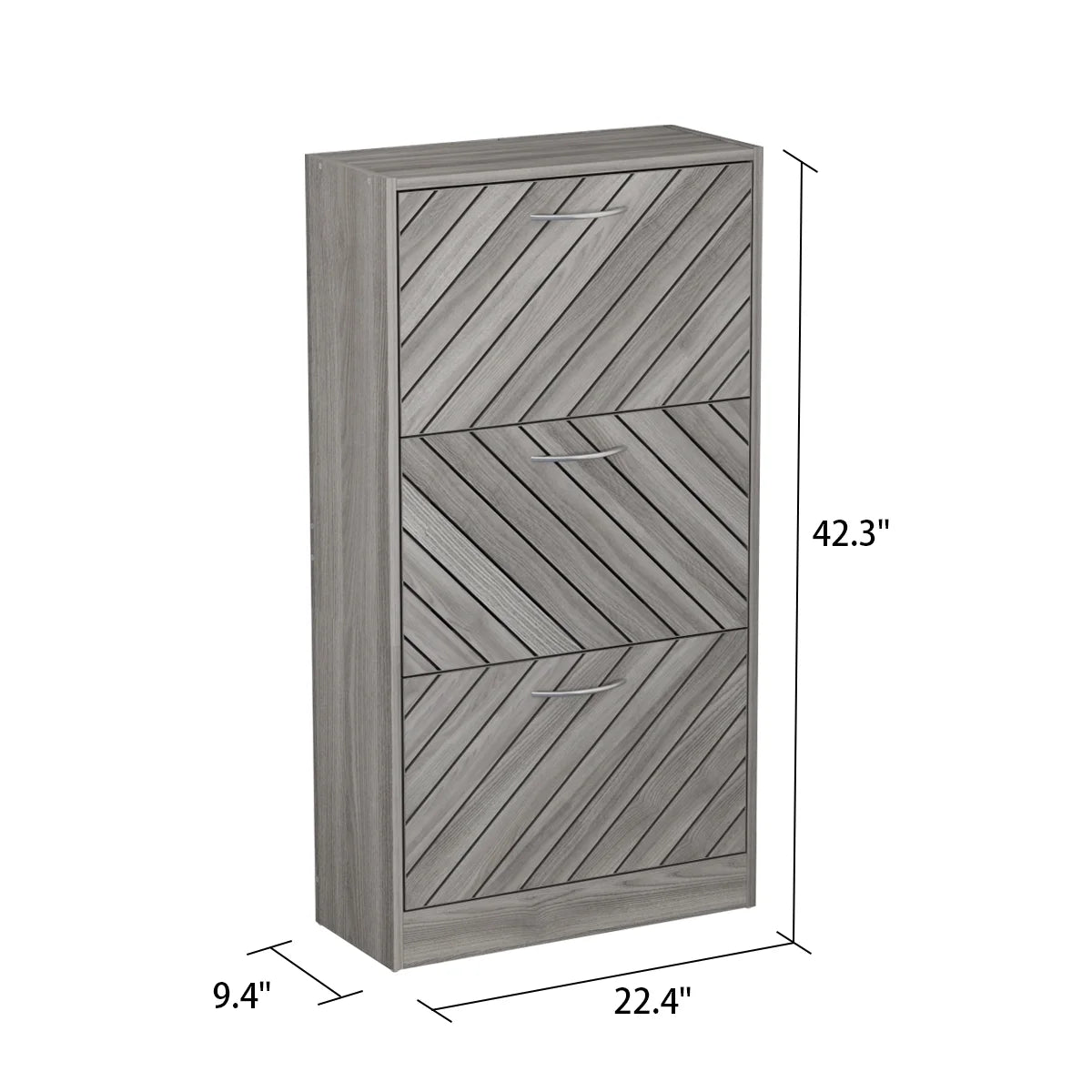 Wood Shoe Rack Storage Cupboard with 2 Tilt-Out Doors