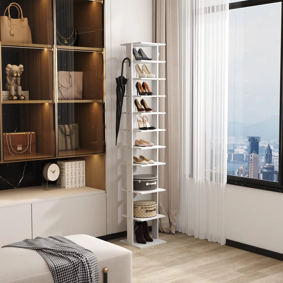 Tummor 10 Tier Shoe Rack,Shoe Tower for Small Spaces