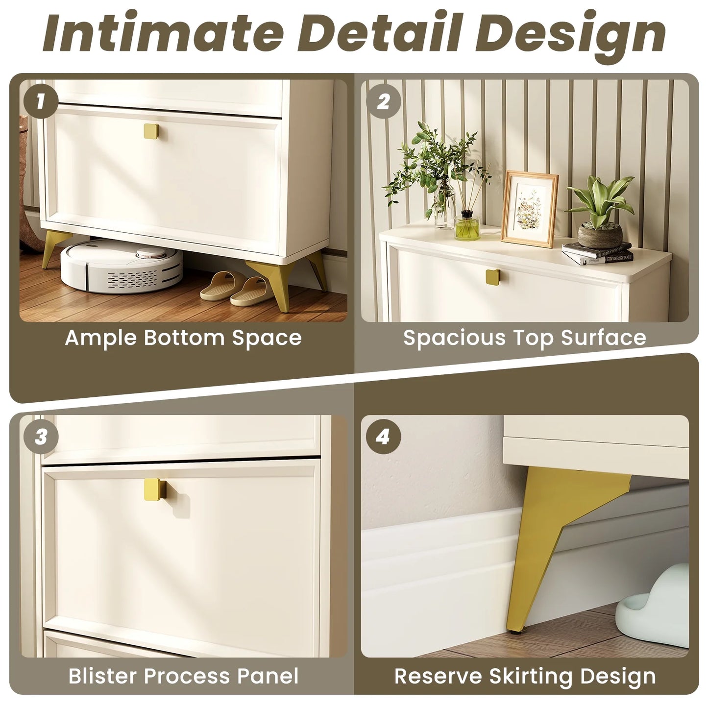 Shoe Cabinet with 3 Flip Drawers Hidden Shoe Storage Narrow Shoe Closet for Entryway Slim