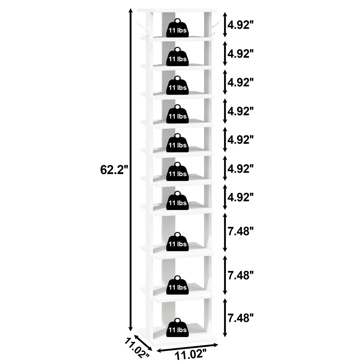 Tummor 10 Tier Shoe Rack,Shoe Tower for Small Spaces