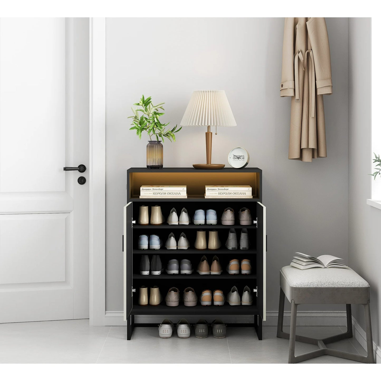 5-Layer Shoe Cabinet,20 Pairs Of Shoes Storage Cabinet With 2 Door &1 Shelves for Entryway