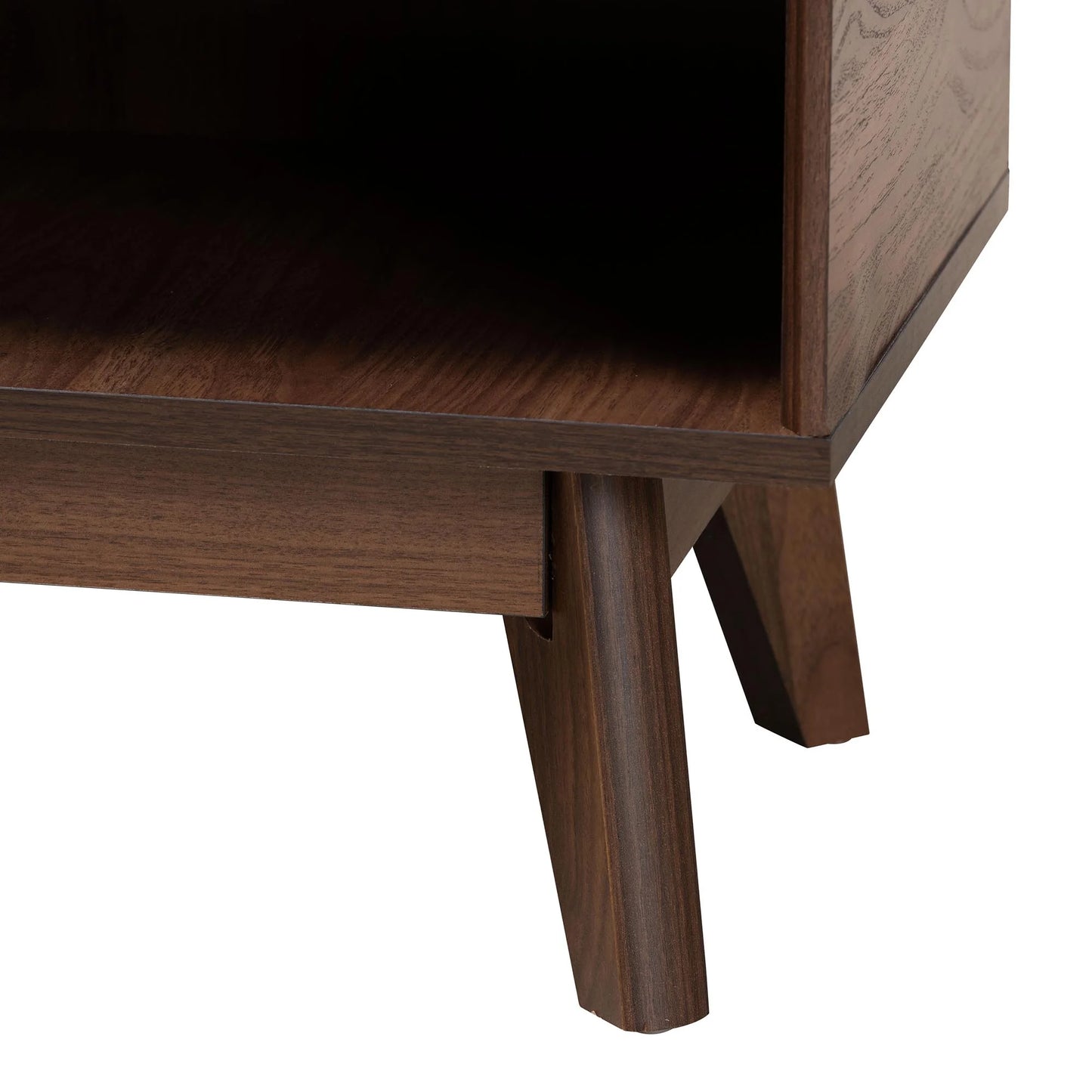 Delaire Mid-Century Modern Walnut Brown Finished Wood Shoe Cabinet