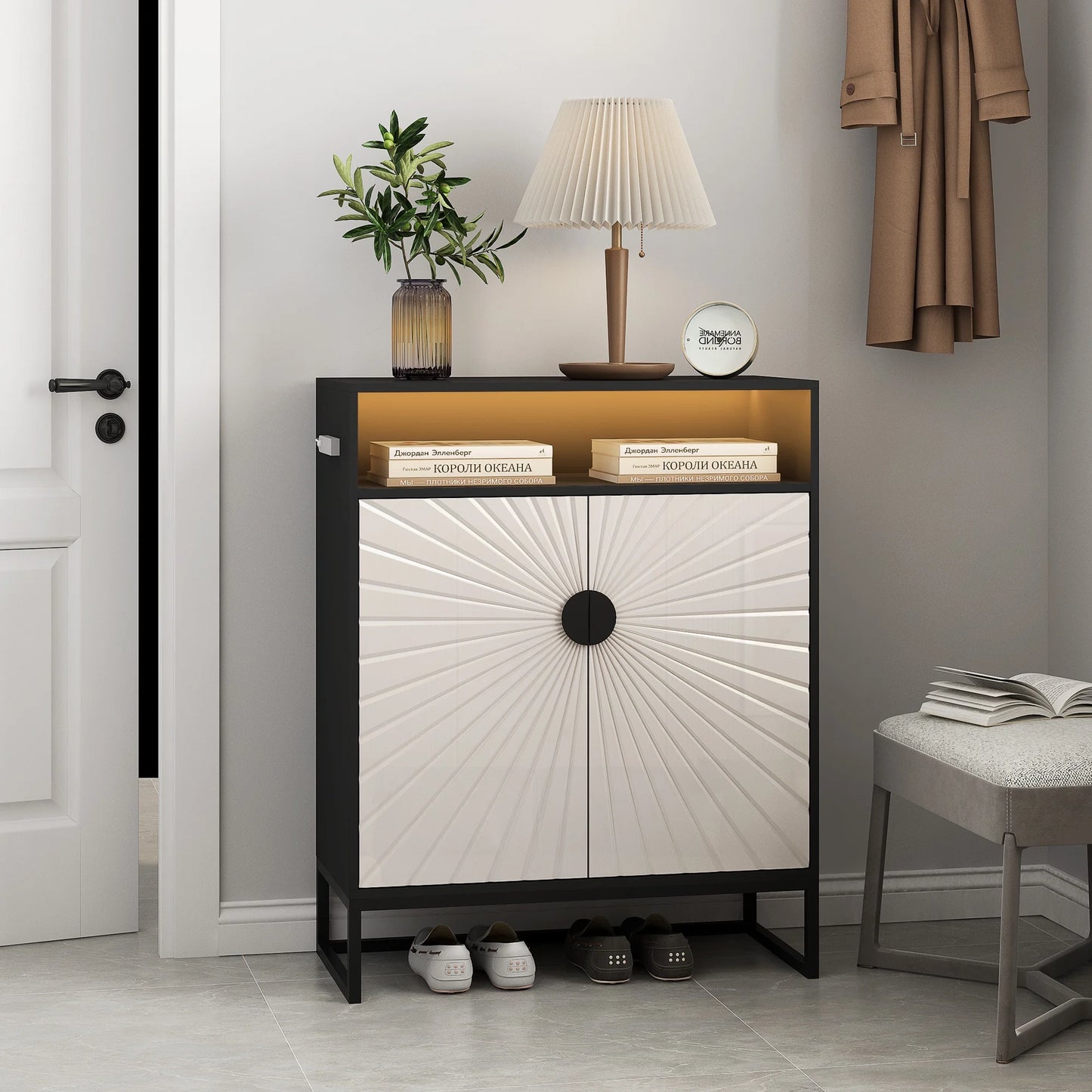 5-Layer Shoe Cabinet,20 Pairs Of Shoes Storage Cabinet With 2 Door &1 Shelves for Entryway