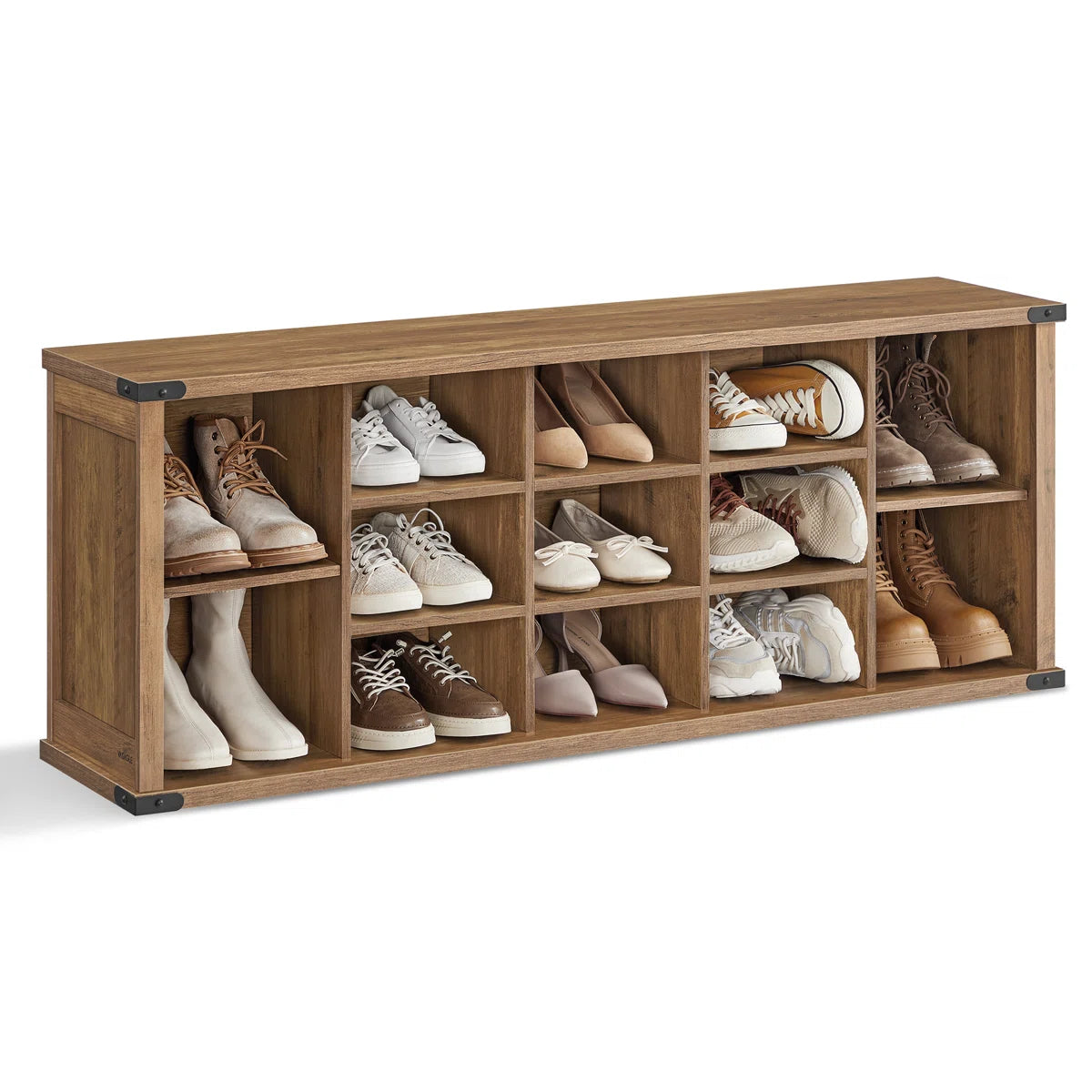 Tummor 15 Pair Shoe Storage Bench with Adjustable Shelves