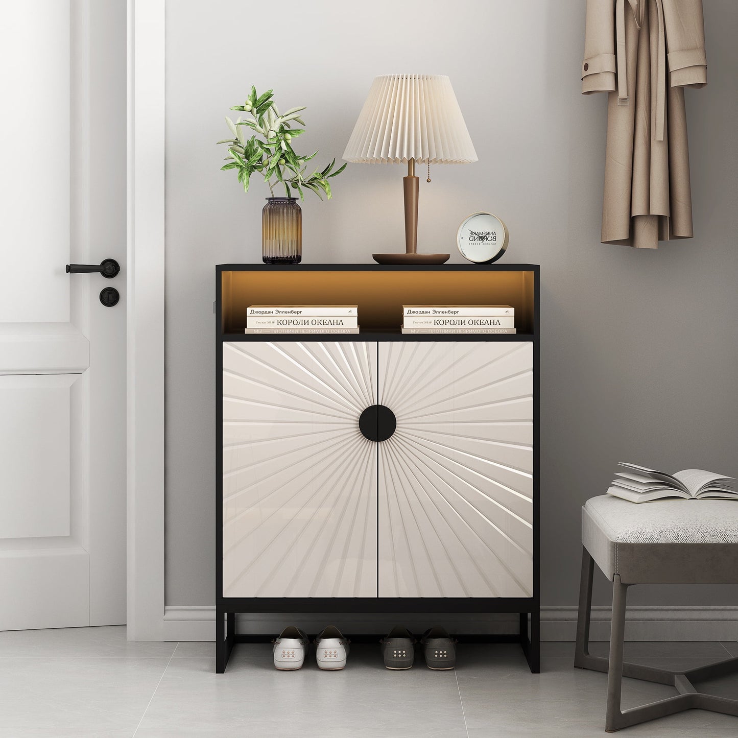 5-Layer Shoe Cabinet,20 Pairs Of Shoes Storage Cabinet With 2 Door &1 Shelves for Entryway