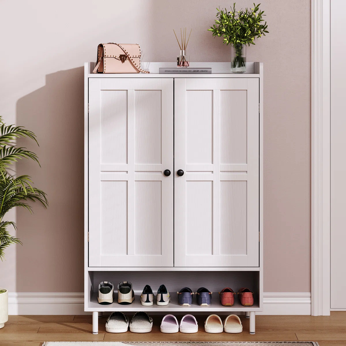 Tummor 6-Tier 24 Pairs Shoe Cabinet With Doors And Adjustable Shelves For Entryway