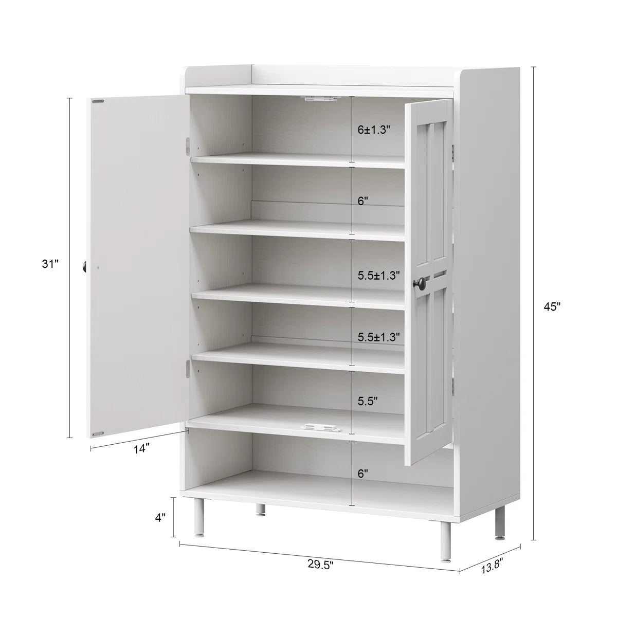 Tummor 6-Tier 24 Pairs Shoe Cabinet With Doors And Adjustable Shelves For Entryway