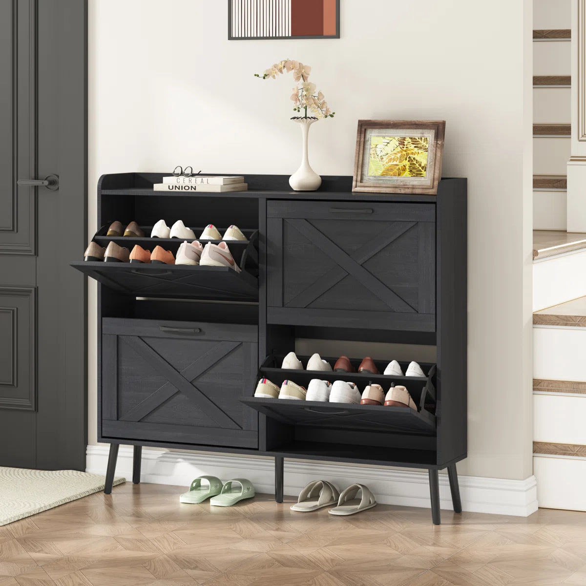 24 Pair Shoe Storage Cabinet