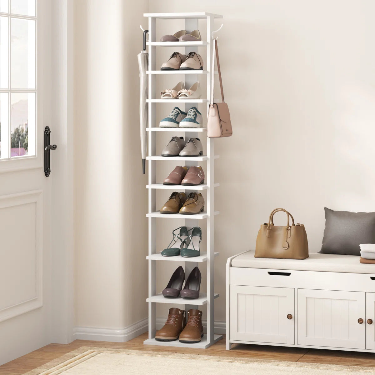 Tummor 10 Tier Shoe Rack,Shoe Tower for Small Spaces