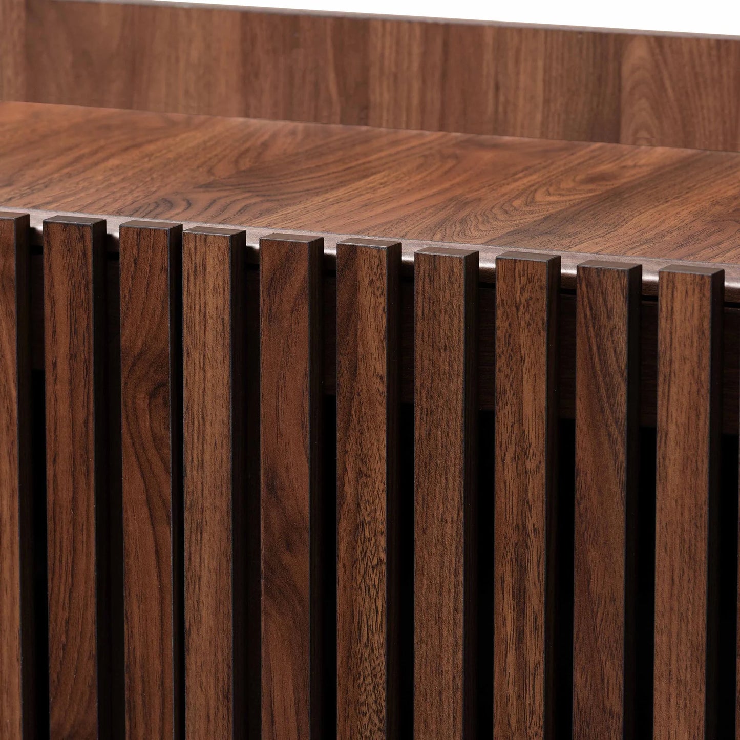 Delaire Mid-Century Modern Walnut Brown Finished Wood Shoe Cabinet