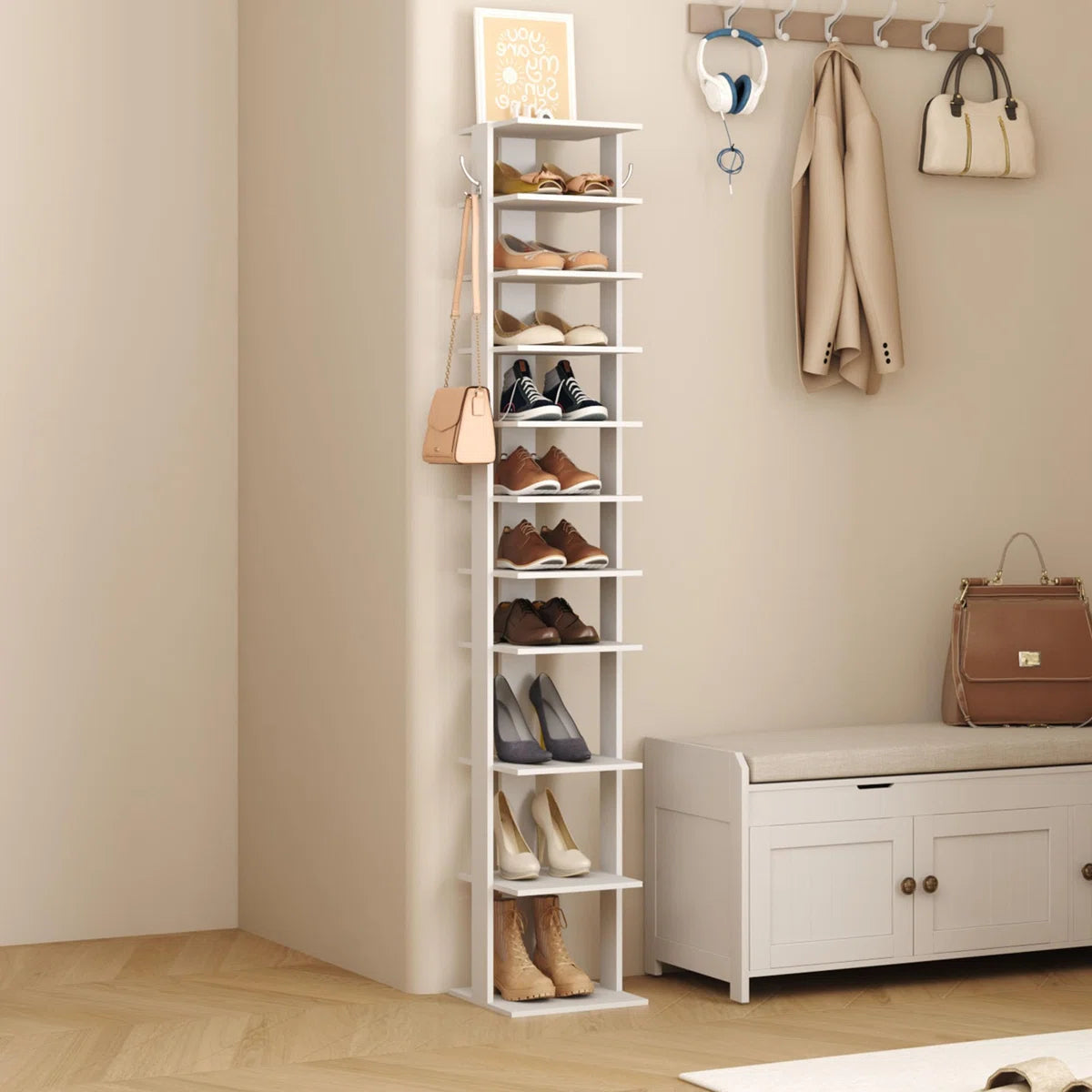 Tummor 10 Tier Shoe Rack,Shoe Tower for Small Spaces
