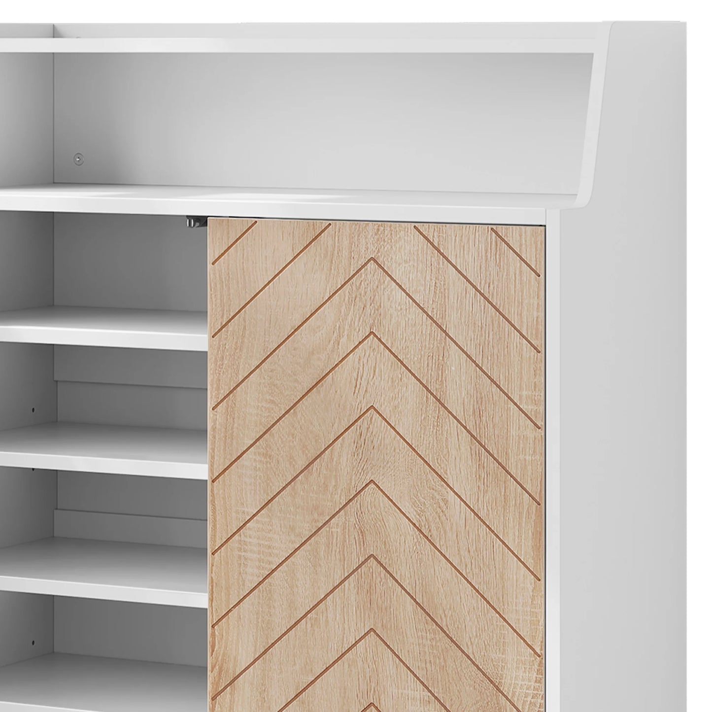 5-Tiers Shoe Cabinet with Door, Shoe Rack Organizer Cabinet with Adjustable Shelves, White